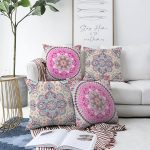 - Sonil-K4luset253-Gorsel1 - Realhomes  Realhomes Çift Taraflı Renkli Mandala Motifli 4'lü Dekoratif Şönil Yastık Kırlent Kılıf Seti Realhomes