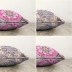 - Sonil-K4luset253-Gorsel2 - Realhomes  Realhomes Çift Taraflı Renkli Mandala Motifli 4'lü Dekoratif Şönil Yastık Kırlent Kılıf Seti Realhomes