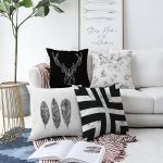 Realhomes Çift Taraflı Siyah Beyaz Renkli 4'lü Konsept Şönil Yastık Kırlent Kılıf Seti Realhomes