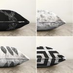 Realhomes Çift Taraflı Siyah Beyaz Renkli 4'lü Konsept Şönil Yastık Kırlent Kılıf Seti Realhomes