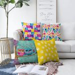 Realhomes Çift Taraflı Renkli Çocuk Desenli Dekoratif 4'lü Modern Şönil Yastık Kırlent Kılıf Seti Realhomes