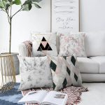 - Sonil-K4luset275-Gorsel1 - Realhomes  Realhomes Çift Taraflı Geometrik Desenli Mermer Zemin Motifli 4'lü Şönil Yastık Kırlent Kılıf Seti Realhomes