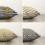 - Sonil-K4luset277-Gorsel2 - Realhomes Realhomes Çift Taraflı Altın Varaklı Geometrik Desenli Modern 4'lü Şönil Yastık Kırlent Kılıf Seti Realhomes