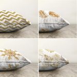 - Sonil-K4luset278-Gorsel2 - Realhomes  Realhomes Çift Taraflı Altın Varaklı Yaprak ve Zigzag Motifli 4'lü Modern Şönil Kırlent Kılıf Seti Realhomes