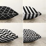 Realhomes Çift Taraflı Siyah Beyaz Geometrik Şekiller 4'lü Şönil Yastık Kırlent Kılıf Seti Realhomes