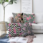 - Sonil-K4luset290-Gorsel1 - Realhomes  Geometrik Desenli Çiçek Temalı 4'lü Çift Taraflı Şönil Yastık Kırlent Kılıf Seti Realhomes