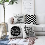 - Sonil-K4luset291-Gorsel1 - Realhomes  Siyah Zemin Home Sweet 4'lü Çift Taraflı Şönil Yastık Kırlent Kılıf Seti Realhomes