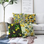 Limon Desenli Dekoratif 4'lü Çift Taraflı Şönil Yastık Kırlent Kılıf Seti Realhomes