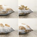 - Sonil-K4luset298-Gorsel2 - Realhomes Altın Varaklı Yaprak Desenli 4'lü Çift Taraflı Şönil Yastık Kırlent Kılıf Seti Realhomes