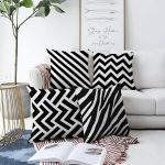 - Sonil-K4luset301-Gorsel1 - Realhomes Siyah Beyaz Geometrik 4'lü Çift Taraflı Şönil Yastık Kırlent Kılıf Seti Realhomes