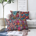 - Sonil-K4luset304-Gorsel1 - Realhomes  Dekoratif Kilim Desenli 4'lü Çift Taraflı Şönil Yastık Kırlent Kılıf Seti Realhomes