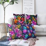 - Sonil-K4luset305-Gorsel1 - Realhomes  Rengarenk Çiçekler 4'lü Çift Taraflı Şönil Yastık Kırlent Kılıf Seti Realhomes