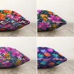 - Sonil-K4luset305-Gorsel2 - Realhomes  Rengarenk Çiçekler 4'lü Çift Taraflı Şönil Yastık Kırlent Kılıf Seti Realhomes