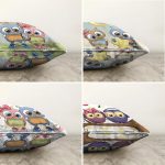 - Sonil-K4luset309-Gorsel2 - Realhomes Sevimli Baykuslar 4'lü Çift Taraflı Şönil Yastık Kırlent Kılıf Seti Realhomes