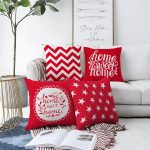 Kırmızı Zemınlı Dekoratif 4'lü Çift Taraflı Şönil Yastık Kırlent Kılıf Seti Realhomes