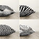 Siyah Beyaz Konsept 4'lü Çift Taraflı Şönil Yastık Kırlent Kılıf Seti Realhomes