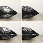 - Sonil-K4luset4-Gorsel2 - Realhomes Siyah Beyaz Medusa Tasarımlı 4'Lü Çift Taraflı Şönil Kırlent Kılıf Seti Realhomes