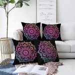 - Sonil-K4luset41-Gorsel1 - Realhomes  Neon Mandala Tasarım Dijital Baskılı Modern 4'Lü Çift Taraflı Şönil Yastık Kırlent Kılıf Seti Realhomes