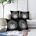 - Sonil-K4luset48-Gorsel1 - Realhomes  Siyah Zeminde Medusa Özel tasarım Dijital Baskılı Çift Taraflı Şönil Yastık Kırlent Kılıf Seti Realhomes