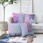 - Sonil-K4luset60-Gorsel1 - Realhomes Neon Tropik Yaprak Desenli Dijital Baskılı Özel Tasarım 4'Lü Çift Taraflı Şönil Kırlent Kılıf Seti Realhomes