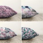 Tüy Ve Yaprak Tasarımlı Modern Dijital Baskılı 4'Lü Çift Taraflı Şönil Yastık Kırlent Kılıf Seti Realhomes