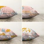 - Sonil-K4luset66-Gorsel2 - Realhomes Sarı Ve Pembe Sulu Boya Fırça Darbeli Dekoratif 4'lü Çift Taraflı Şönil Yastık Kırlent Kılıf Seti Realhomes