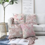 - Sonil-K4luset71-Gorsel1 - Realhomes  Geometrik Mermer Desenli Pembe Çiçek Motifli 4'lü Çift Taraflı Şönil Yastık Kırlent Kılıf Seti Realhomes