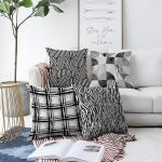 - Sonil-K4luset84-Gorsel1 - Realhomes  Siyah Beyaz Geometrik Çizimler Dijital Baskılı 4'lü Çift Taraflı Şönil Yastık Kırlent Kılıf Seti Realhomes