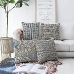 Kot Zeminde Ebru Sanatı Motifli Dijital Baskılı 4'lü Çift Taraflı Şönil Yastık Kırlent Kılıf Seti Realhomes