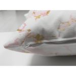 Çift Taraflı Mermer Motifli Gold İşlemeli Dijital Baskılı Modern Süet Yastık Kırlent Kılıfı Realhomes