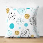 - Suet-K-7016-Gorsel1 - Realhomes Çift Taraflı Beyaz Zeminde Mavi Gold Puanlı Dijital Baskılı Modern Süet Yastık Kırlent Kılıfı Realhomes