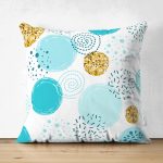 - Suet-K-7018-Gorsel1 - Realhomes Çift Taraflı Beyaz Zeminde Mavi Gold Puanlı Dijital Baskılı Modern Süet Yastık Kırlent Kılıfı Realhomes