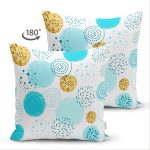 - Suet-K-7018-Gorsel2 - Realhomes Çift Taraflı Beyaz Zeminde Mavi Gold Puanlı Dijital Baskılı Modern Süet Yastık Kırlent Kılıfı Realhomes