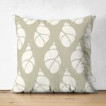 Çift Taraflı Vizon Zeminde Deniz Salyangozu Motifli Dijital Baskılı Modern Süet Yastık Kılıfı Realhomes