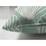 Çift Taraflı Yeşil Zeminde Deniz Kabuğu Desenli Dijital Baskılı Modern Süet Yastık Kırlent Kılıfı Realhomes