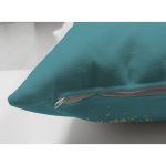 Çift Taraflı Turkuaz Zeminde Gold Detaylı Dijital Baskılı Modern Süet Yastık Kırlent Kılıfı Realhomes