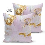- Suet-K-7050-Gorsel2 - Realhomes Çift Taraflı Gold Detaylı Soyut Çizimli Dijital Baskılı Modern Süet Yastık Kırlent Kılıfı Realhomes