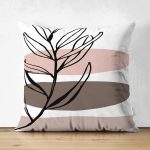 Çift Taraflı Onedraw Motifli Çiçek Dijital Baskılı Modern Süet Yastık Kırlent Kılıfı Realhomes