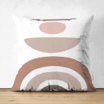 Çift Taraflı Geometrik Çizimli Soyut Renkler Dijital Baskılı Modern Süet Yastık Kırlent Kılıfı Realhomes