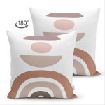 Çift Taraflı Geometrik Çizimli Soyut Renkler Dijital Baskılı Modern Süet Yastık Kırlent Kılıfı Realhomes