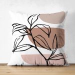 - Suet-K-7057-Gorsel1 - Realhomes  Çift Taraflı Geometrik Desenli Yaprak Motifli Dijital Baskılı Modern Süet Yastık Kırlent Kılıfı Realhomes