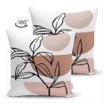 - Suet-K-7057-Gorsel2 - Realhomes  Çift Taraflı Geometrik Desenli Yaprak Motifli Dijital Baskılı Modern Süet Yastık Kırlent Kılıfı Realhomes