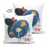 Çift Taraflı Estetik Tasarımlı Geometrik Şekiller Dijital Baskılı Modern Süet Yastık Kırlent Kılıfı Realhomes