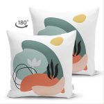 Çift Taraflı Estetik Tasarımlı Geometrik Şekiller Dijital Baskılı Modern Süet Yastık Kırlent Kılıfı Realhomes