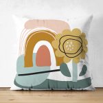 Çift Taraflı Sanatsal Motifli Çiçek Detaylı Dijital Baskılı Modern Süet Yastık Kırlent Kılıfı Realhomes