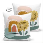 Çift Taraflı Sanatsal Motifli Çiçek Detaylı Dijital Baskılı Modern Süet Yastık Kırlent Kılıfı Realhomes