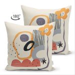 Çift Taraflı Sanatsal Motifli Çiçek Detaylı Dijital Baskılı Modern Süet Yastık Kırlent Kılıfı Realhomes