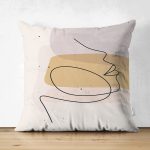 Çift Taraflı Soft Zemınde Bayan Silüet Çizimli Dijital Baskılı Modern Süet Yastık Kırlent Kılıfı Realhomes