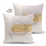 Çift Taraflı Soft Zemınde Bayan Silüet Çizimli Dijital Baskılı Modern Süet Yastık Kırlent Kılıfı Realhomes