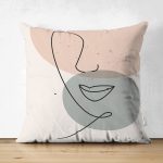 - Suet-K-7075-Gorsel1 - Realhomes  Çift Taraflı Pastel Renkli Zemin Üzerine Onedraw Çizimli Dijital Baskılı Modern Süet Kırlent Kılıfı Realhomes